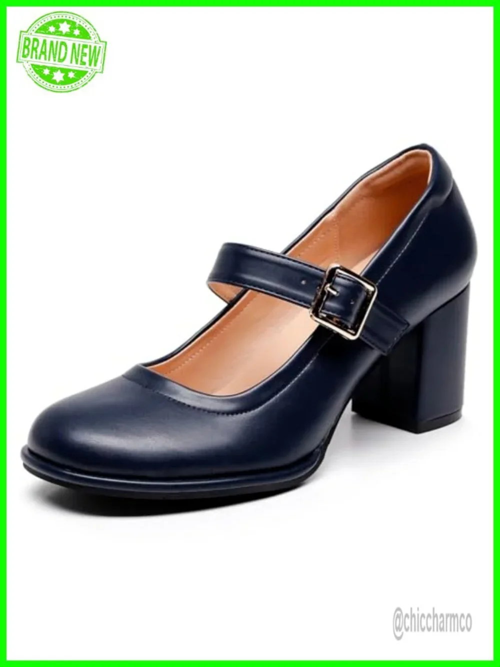 Women's Mary Jane Pump Heeled Shoes with Chunky Block Heel